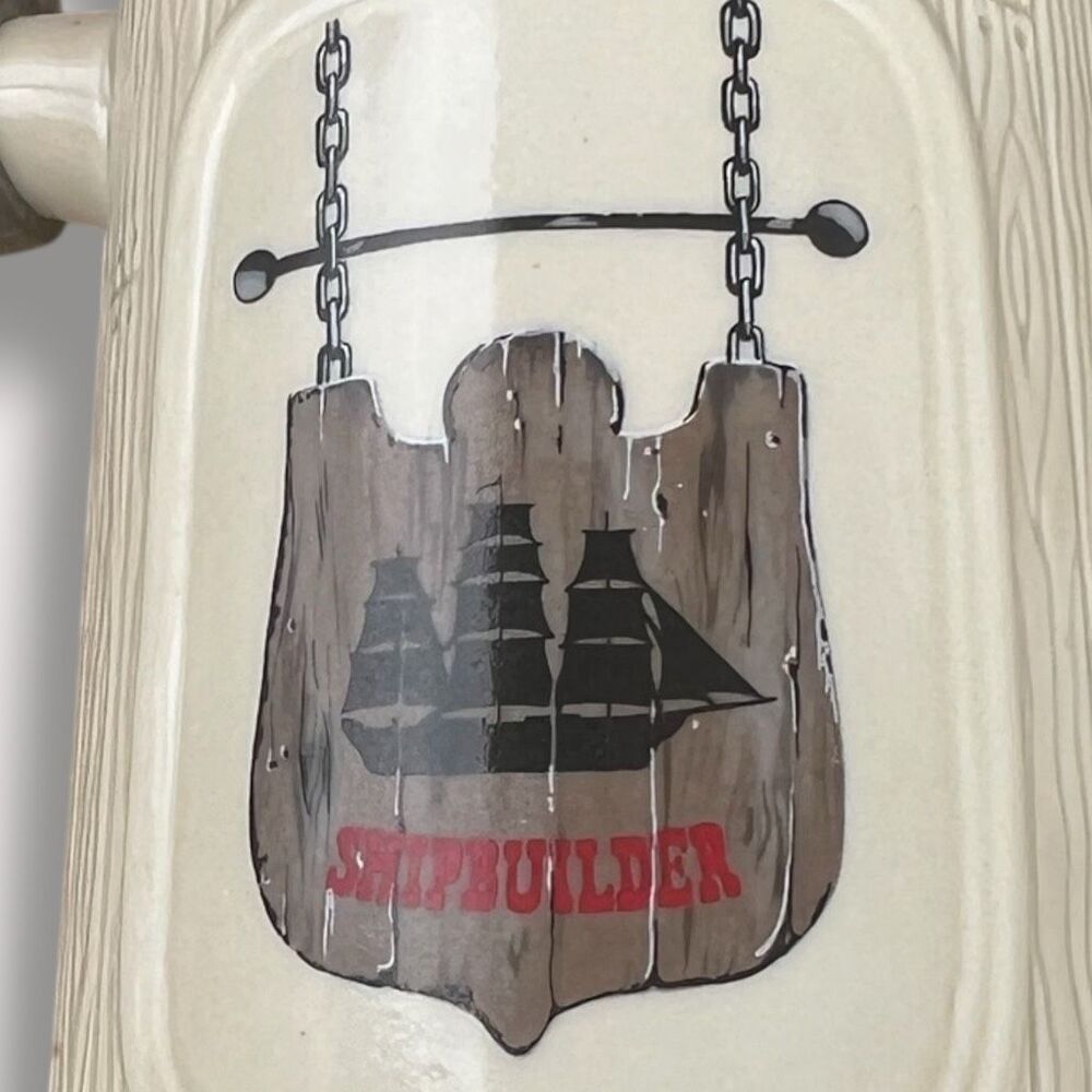 Avon 1986 The Shipbuilder Building of America Lidded Stein Uldis Klavins - Picture 3 of 9
